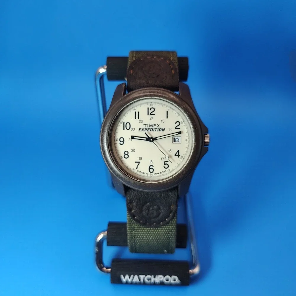 Vintage 2000 Timex Expedition Indiglo Date 38mm Mens Quartz Military Field Watch